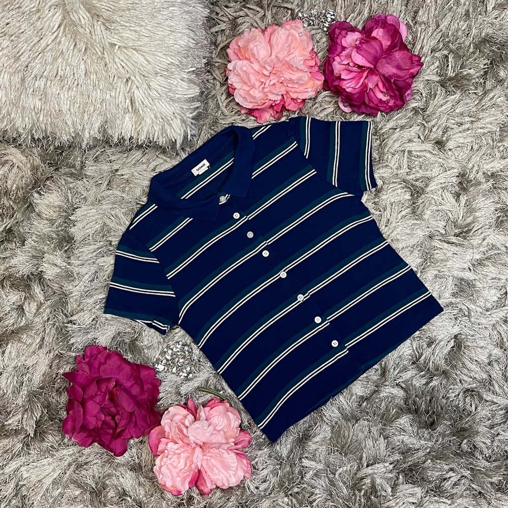Garage Button Up Striped Polo Women size S